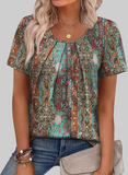Women T Shirts Pleated Short Sleeve Tops Business Casual Dressy Blouses