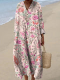 Women's Vintage Floral Pattern Art Print Dress