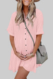 Babydoll Dress for Women Short Sleeve Button Down Textured Non-clingy Loose Fit Flowy Mini Dress with Pockets 2026 New Summer Dress