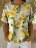 Women's Vintage Flower Pattern Printed Cotton Linen Top