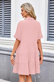Babydoll Dress for Women Short Sleeve Button Down Textured Non-clingy Loose Fit Flowy Mini Dress with Pockets 2026 New Summer Dress
