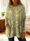 Women's Elegant Floral Decorative Patterns Casual Round Collar Long Sleeve Sweater