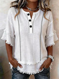 Casual Frayed Linen And Cotton Shirt
