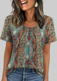 Women T Shirts Pleated Short Sleeve Tops Business Casual Dressy Blouses