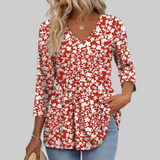 3/4 Length Sleeve Womens Tops 2026 Blouses for Women Dressy Casual Fashion Clothing V Neck Babydoll Tops Fall Outfits