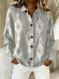 Women's Vintage Abstract Geometry Art Print Casual Sweater